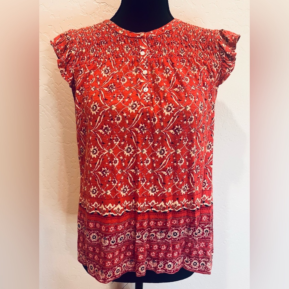 Lucky Brand Floral Flutter Sleeve Tank Top